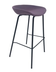 Taburete KIEL, metal, tapizado tejido rosa