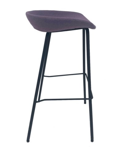 Taburete KIEL, metal, tapizado tejido rosa