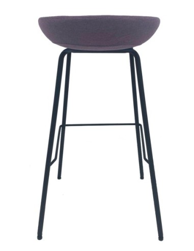 Taburete KIEL, metal, tapizado tejido rosa