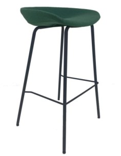 Taburete KIEL, metal, tapizado tejido verde