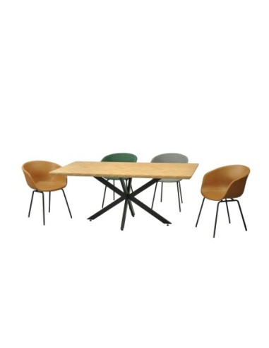 Mesa SORRENTO 180, metal, negro, tapa decor,180 x 90 cms