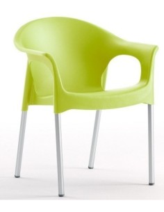 Sillón NILO, aluminio, apilable, polipropileno verde lima*
