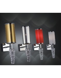 Lámpara MIZAR, aplique de pared, cromado, pantalla roja
