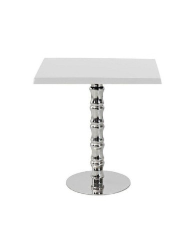 Mesa KARNAK, acero inox., tapa de 60x60 cms. Color a elegir