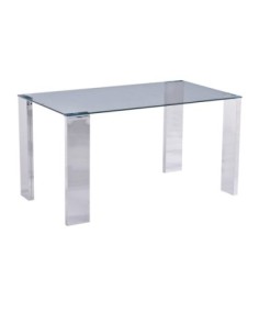 Mesa BETSY, acero inoxidable, cristal templado, 160x90 cms