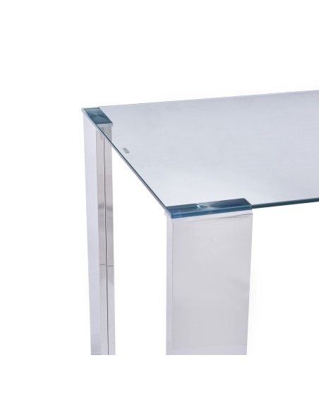 Mesa BETSY, acero inoxidable, cristal templado, 160x90 cms