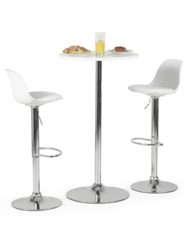 Taburete TOW RG, cromado, polipropileno y cojín blanco