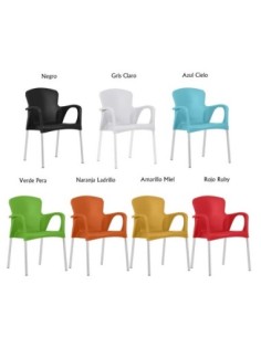 Sillón SENA, apilable, polipropileno rojo* 2