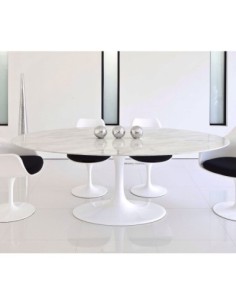 Mesa TUL, oval, fibra de vidrio, mármol blanco 180x108 cms 2