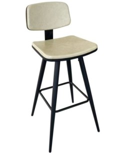 Taburete FASHION, metal, tapizado similpiel beige vintage