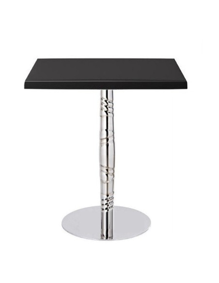 Mesa LUXOR, acero inox., tapa de 60x60 cms. Color a elegir