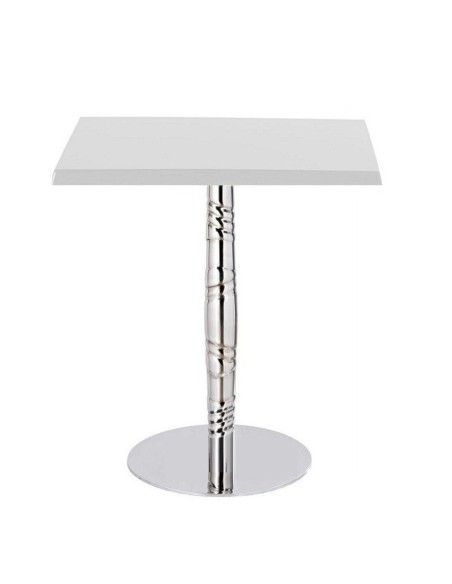 Mesa LUXOR, acero inox., tapa de 70x70 cms. Color a elegir