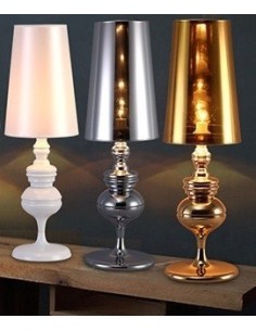 Lámpara LOUVRE PETIT, sobremesa, dorada, pantalla dorada