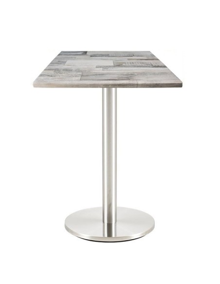 Mesa BENAGIL, acero inoxidable, base de 72 cms y tapa 60 x 60 cms. Color a elegir