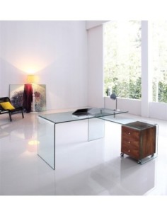 Conjunto FRANCE NEW, mesa + mesa ala, cristal transparente