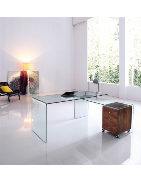Conjunto FRANCE NEW, mesa + mesa ala, cristal transparente
