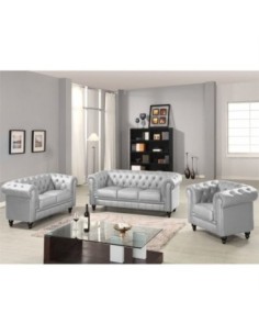 Sofá CHESTER, 2 plazas, similpiel plata