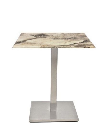 Mesa IPANEMA, acero inoxidable, base de 72 cms y tapa 70 x 70 cms. Color a elegir