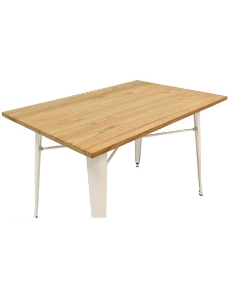 Mesa TOL, acero, blanca, madera, 120x80 cms