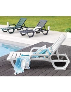 Tumbona MALAGA,  5 posiciones, apilable, polipropileno blanco 2