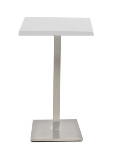 Mesa IPANEMA, alta, acero inoxidable, base de 110 cms y tapa 70 x 70 cms. Color a elegir