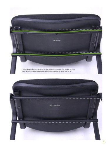 Silla NIZA NEW AM, chasis epoxi negro, tejido A20, color azul*.