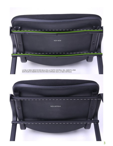 Silla NIZA NEW AM, chasis epoxi negro, tejido A20, color azul*.