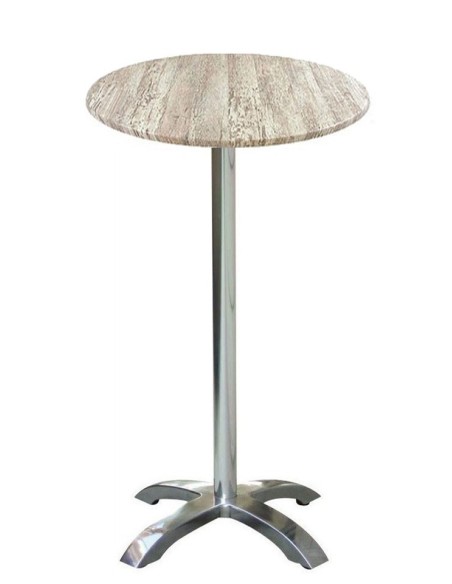 Mesa MILAN, alta, aluminio, 4 radios, base de 110 cms y tapa 60 cms. Color a elegir