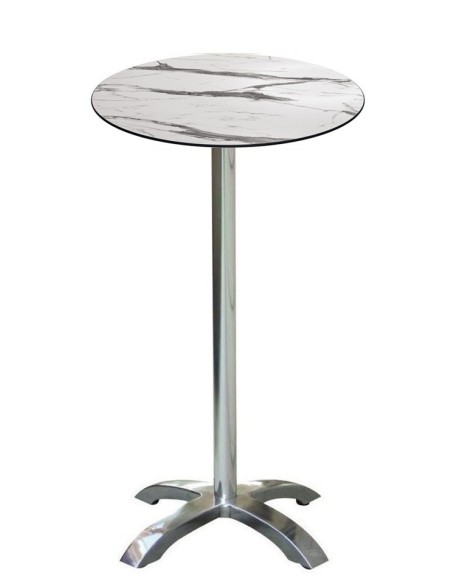 Mesa MILAN, alta, aluminio, 4 radios, base de 110 cms y tapa 70 cms. Color a elegir