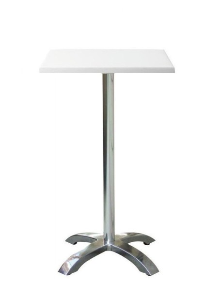 Mesa MILAN, alta, aluminio, 4 radios, base de 110 cms y tapa 60 x 60 cms. Color a elegir