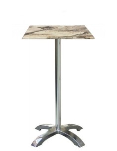 Mesa MILAN, alta, aluminio, 4 radios, base de 110 cms y tapa 70 x 70 cms. Color a elegir 2