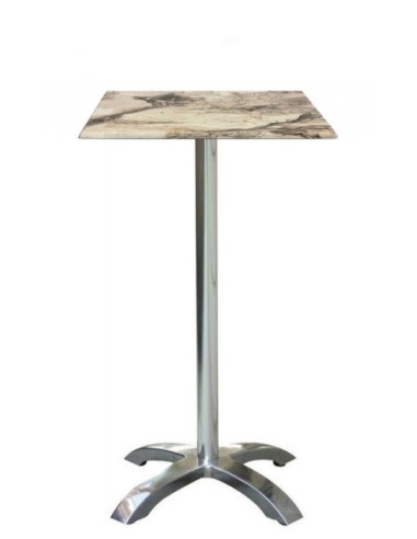 Mesa MILAN, alta, aluminio, 4 radios, base de 110 cms y tapa 70 x 70 cms. Color a elegir