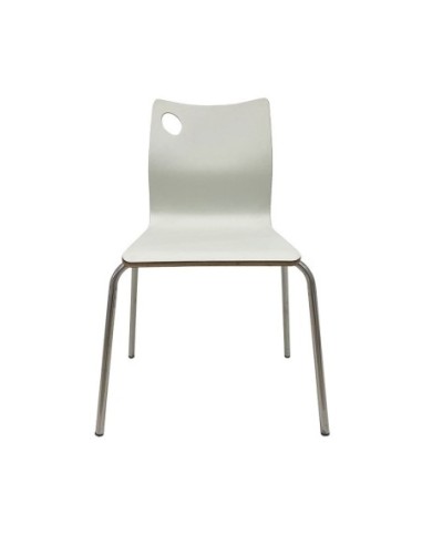 Silla AMELIE, apilable, acero inoxidable, asiento laminado HPL, blanco roto