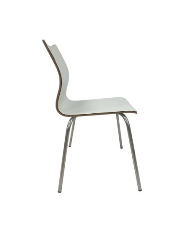 Silla AMELIE, apilable, acero inoxidable, asiento laminado HPL, blanco roto