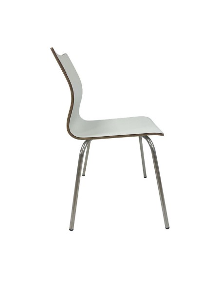Silla AMELIE, apilable, acero inoxidable, asiento laminado HPL, blanco roto