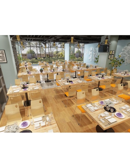 Silla AMELIE, apilable, acero inoxidable, asiento laminado HPL, blanco roto