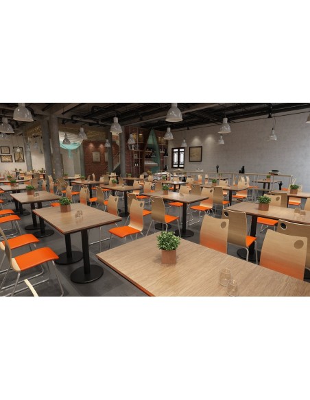 Silla AMELIE, apilable, acero inoxidable, asiento laminado HPL, blanco roto