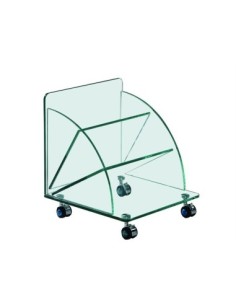 Mesa COIMBRA, baja, ruedas, cristal, 38*38*43 cms