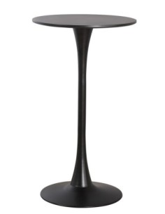 Mesa TUL, alta, metal, negra, tapa negra de 60 cms de diámetro