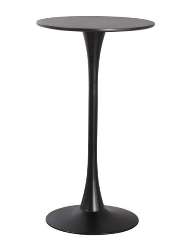 Mesa TUL, alta, metal, negra, tapa negra de 60 cms de diámetro