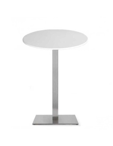 Mesa RHIN, alta, acero inoxidable, base de 110 cms y tapa 70 cms. Color a elegir