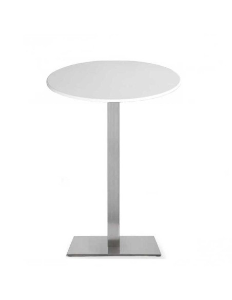 Mesa RHIN, alta, acero inoxidable, base de 110 cms y tapa 70 cms. Color a elegir