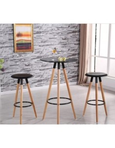 Mesa OTILIA NEW, alta, madera, tapa negra de 60 cms de diámetro 2