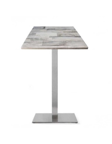 Mesa RHIN, alta, acero inoxidable, base de 110 cms y tapa 60 x 60 cms. Color a elegir