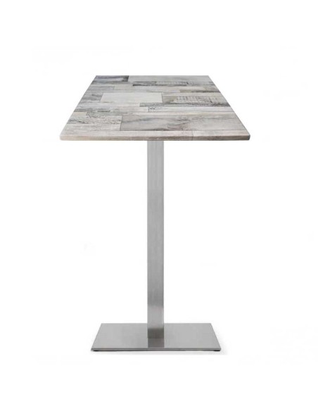 Mesa RHIN, alta, acero inoxidable, base de 110 cms y tapa 60 x 60 cms. Color a elegir