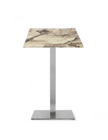 Mesa RHIN, alta, acero inoxidable, base de 110 cms y tapa 60 x 60 cms. Color a elegir