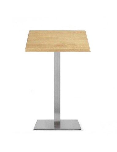 Mesa RHIN, alta, acero inoxidable, base de 110 cms y tapa 70 x 70 cms. Color a elegir