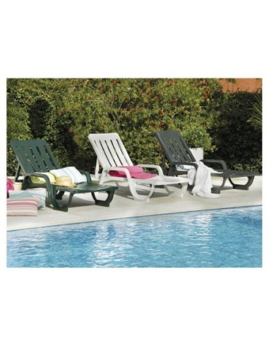 Tumbona MALAGA, reposabrazos, 5 posiciones, apilable, polipropileno antracita