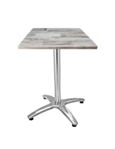 Mesa ROMA, aluminio, 4 radios, base de 70 cms y tapa 60 x 60 cms. Color a elegir