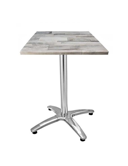 Mesa ROMA, aluminio, 4 radios, base de 70 cms y tapa 60 x 60 cms. Color a elegir